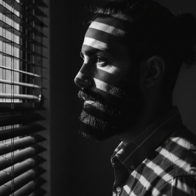 Man by Window Blinds